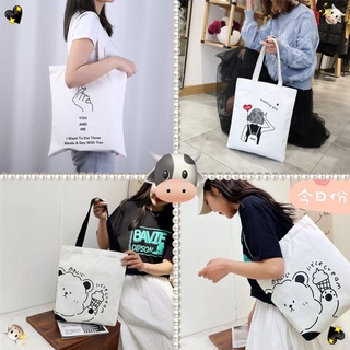 กระเป๋าผ้า TOTE สไตล์ญี่ปุ่นกระเป๋าผ้านิ่ม.เนื้อผ้าดี.ใส่ของได้เยอะมีซิปด้วย.