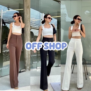 OFF SHOP พร้อมส่ง (OFF-KL-02)กางเกงขายาวเอวสูง เข้ารูป ไซส์S-XL รุ่นกระดุมหน้า ซิปด้านหน้า