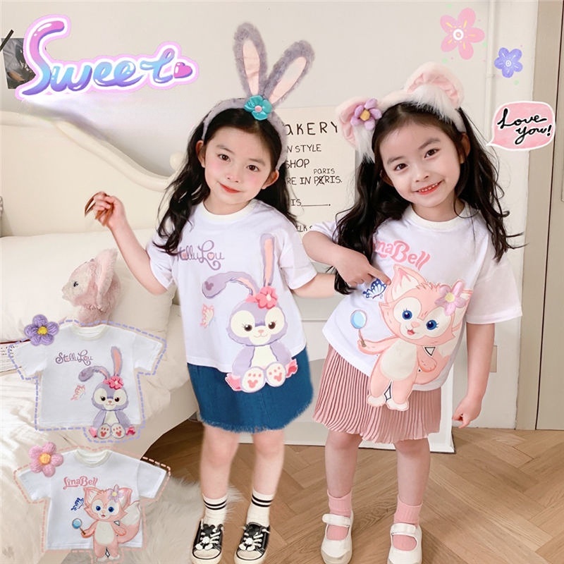 เสื้อยืดเด็ก ลายน่ารักใส่สบาย ราคาถูก เสื้อยืดลายสุนัขจิ้งจอกและกระต่ายสามมิต