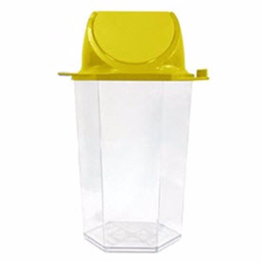 ถังขยะหกเหลี่ยมฝาสวิง ขาวใส+ตัวต่อ สแตนดาร์ด RW9271+4