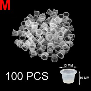 จุกใส่หมึกสัก 100ชิ้น ขนาด M จุกหมึก จุดใส่สีสัก Disposable Plastic Tattoo Ink Cup Pigment Holder 100 Piece Size M