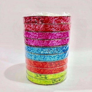 ริบบิ้นลายไทย คละสี 10 ม้วน เบอร์ 2 ขนาด 12 มิลลิเมตร ความยาว 50 หลา ราคา 249 บาท