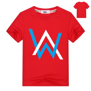 Alan Walker AW โลโก้เสื้อยืดผ้าฝ้ายแขนสั้นสำหรับเด็กในช่วงฤดูร้อน