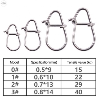 ตะขอล็อคสายเบ็ดตกปลา สเตนเลส 100 ชิ้น