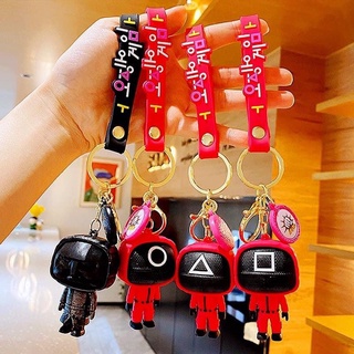 พวงกุญเเจ ตุ๊กตา Squid Game keytag งานสวย มีสายคล้องมือ เป็นของขวัญ ของตกเเต่ง giftshop สุดเก๋