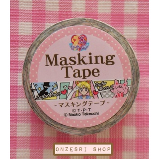 Sailor Moon 25th Anniversary Masking Tape เทปตกแต่งจากญี่ปุ่น ลายรวมเซเลอร์ สีขาว ขนาด 1.5 ซม. ยาว 10 ม.