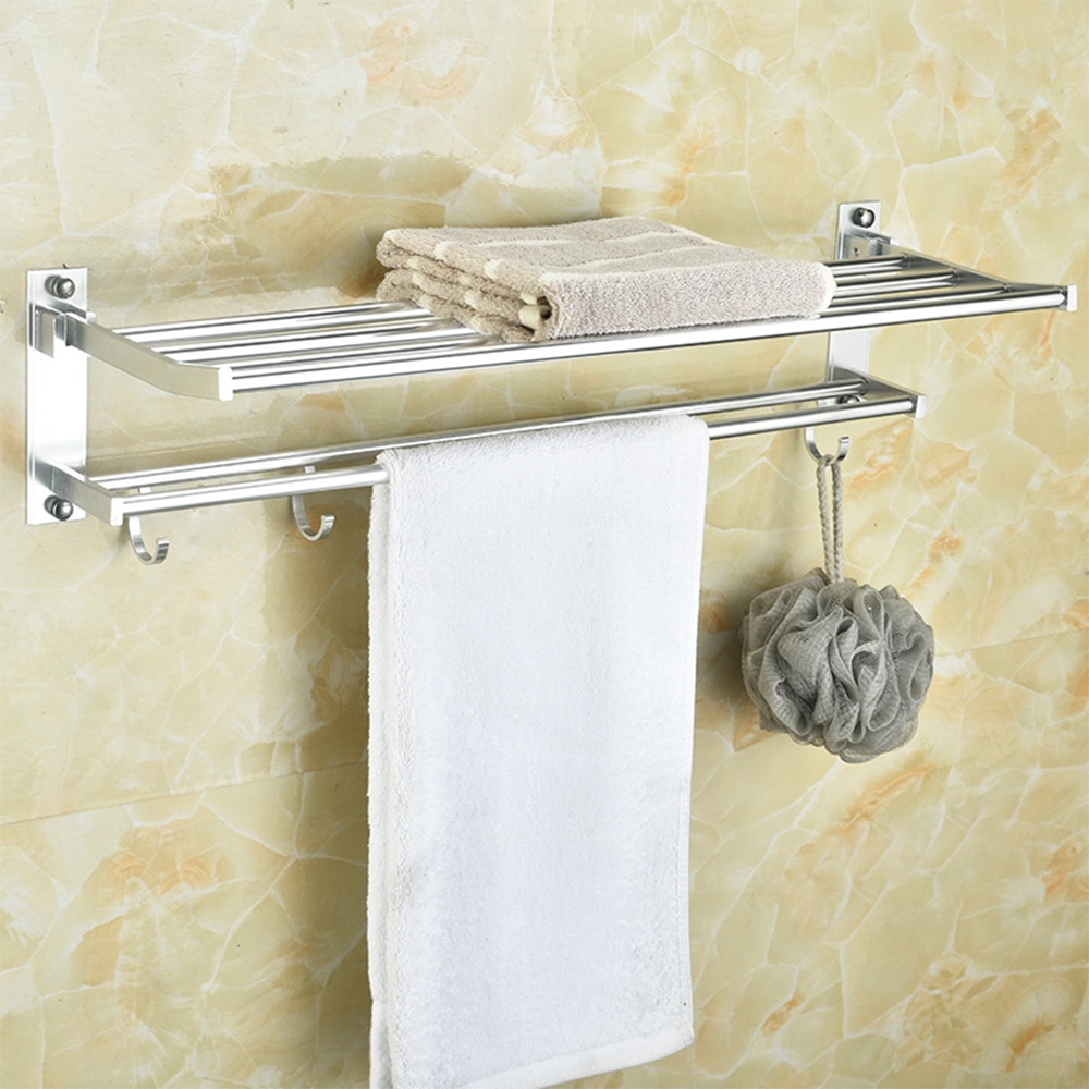 Towel bar ชั้นวางของในห้องน้ำ ชั้นวางของในห้องน้ำTowel barแบบติดผนัง ราวแขวนผ้าขนหนูแบบติดผนัง มีอุปกรณ์ติดตั้งฟรี