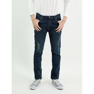 กางเกงยีนส์ ยืด ผู้ชาย ทรงกระบอกเล็ก สีน้ำทะเล MEDIA JEANS (SN:SS22/5)