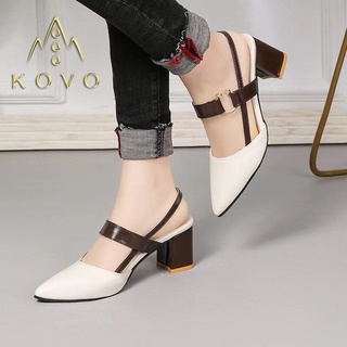 8804# Europe and the United States retro new fashion Baotou thick heel pointy women's high heels cov