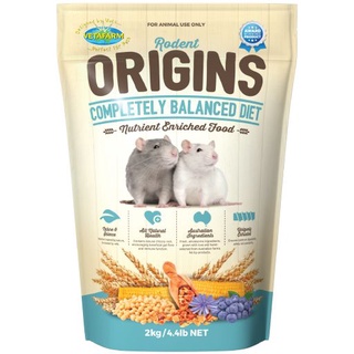 Vetafarm Origins Rodent 2 kg. อาหารหนูดัมโบ้แรท หนูไมซ์ เกรดพรีเมี่ยม สูตรธรรมชาติ ดีต่อสุขภาพ และระบบย่อย