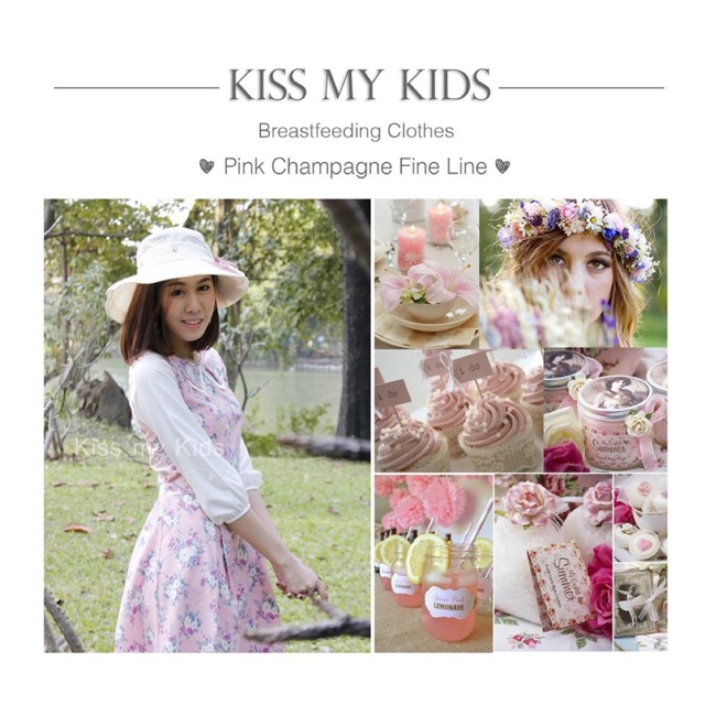 ชุดให้นม kiss my kids รุ่น Pink Champagne  แขนสั้น ไซร้ m