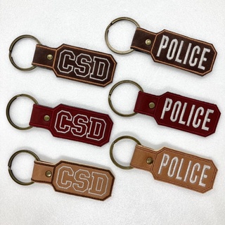 พวงกุญแจหนังPOLICE  พวงกุญแจหนังCSD  พวงกุญเเจตำรวจ ของที่ระลึก