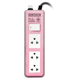 SUNTECH ชุดปลั๊กพ่วง 10A 3ช่อง 1สวิตช์ 3ม. สีชมพู 0.75 Sq.mm. 2,200W [PS1S3R-P-07503]