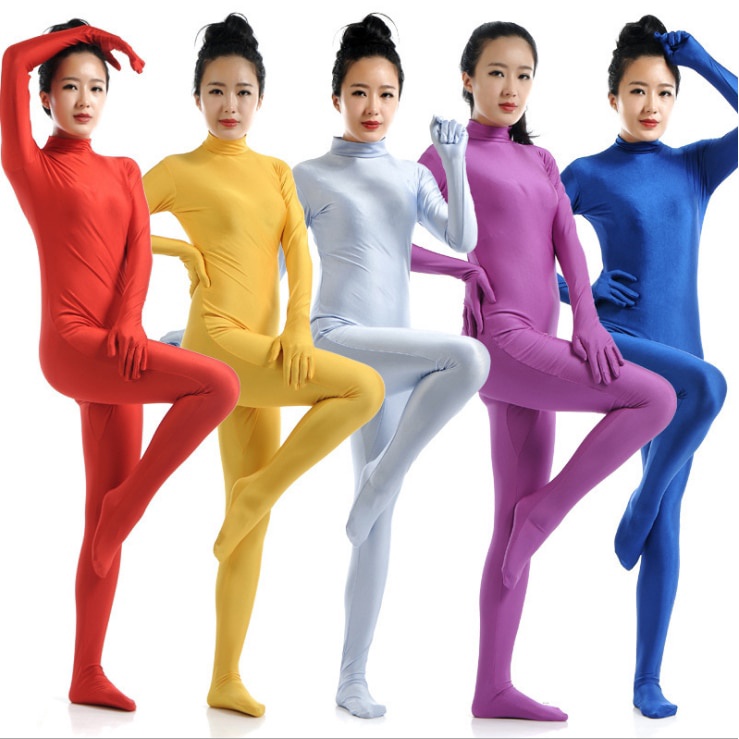 Spandex Zentai ผิวเต็มแน่น Jumpsuit Unisex Zentai ชุดบอดี้สูทเครื่องแต่งกายสําหรับผู้หญิง Unitard Ly