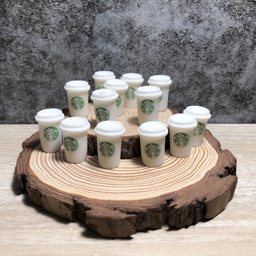 แก้วกาแฟเรซิ่นจิ๋ว สีขาวลายตาบัค #ของจิ๋ว #miniature
