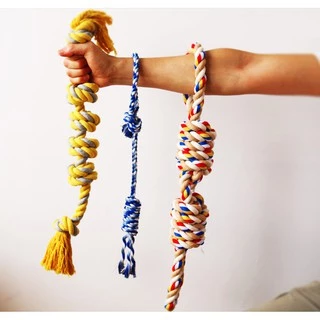 Happy PETs ของเล่นสุนัข เชือกกัดปมใหญ่ สีเหลือง เหมาะสำหรับสุนัขขนาดกลางขึ้นไป ของเล่นหมา