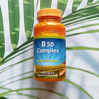 วิตามินบีรวม B50 Complex 60 Capsules (Thompson®) บีคอมเพล็กซ์รวม 13 ชนิด บรรเทาอาการเหน็บชา เจริญอาหาร เพิ่มกำลังวังชา B