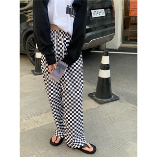 (พร้อมส่ง) Clothestoryy - Chessboard pants กางเกงขายาวลายหมากรุก