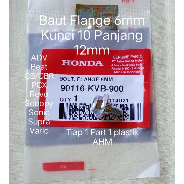 6mm Flange Bolt Key 10 ADV Beat CBR PCX Revo Scoopy Sonic Supra Varion 90116KVB900