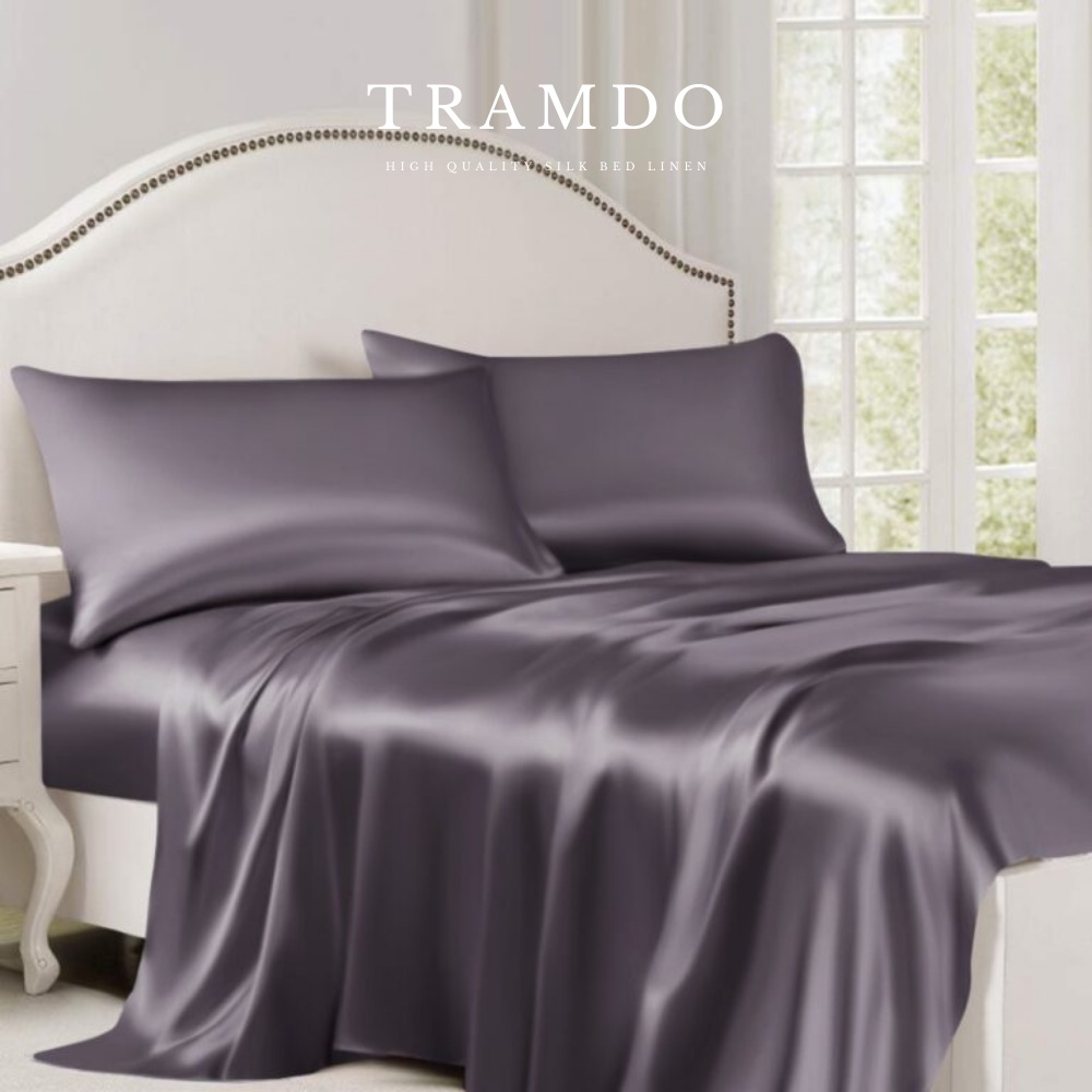 NITE9SILK TRADO BEDDING Luxury Silk BEDDING Set สีเทาเข้ม