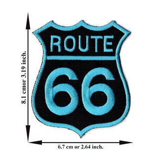 ตัดรีด ตัวรีดติดเสื้อ อาร์มปัก ติดเสื้อปัก ปักเสื้อ DIYลาย ROUTE 66 สี8