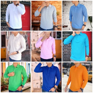 เสื้อโปโลผู้ชายแขนยาว มีกระเป๋าอกข้างซ้าย 20สี พร้อมส่ง..