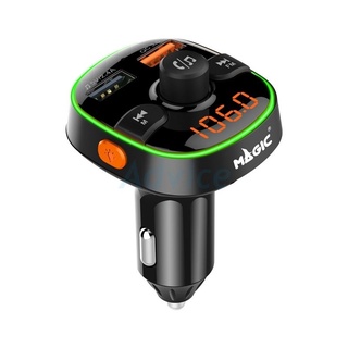 Car Charger 2USB Bluetooth &amp; MP3 Hands Free MAGIC (12W,2.4A/BC52) Black หัวชาร์จ USB และบลูทูธในรถยนต์ ประกัน 1Y