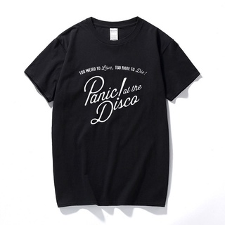 [COD]Gildan เสื้อยืด ผ้าฝ้าย 100% พิมพ์ลายเพลง Panic At The Disco Hipster สีดํา สําหรับผู้ชาย