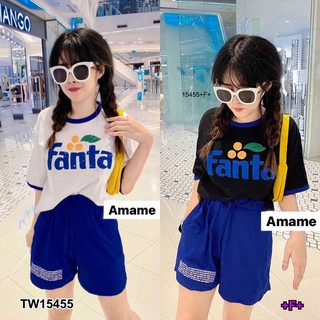 Set 2 ชิ้น เสื้อยืดแขนสั้นพิมลายแฟนต้า + กางเกงขาสั้น TT15455