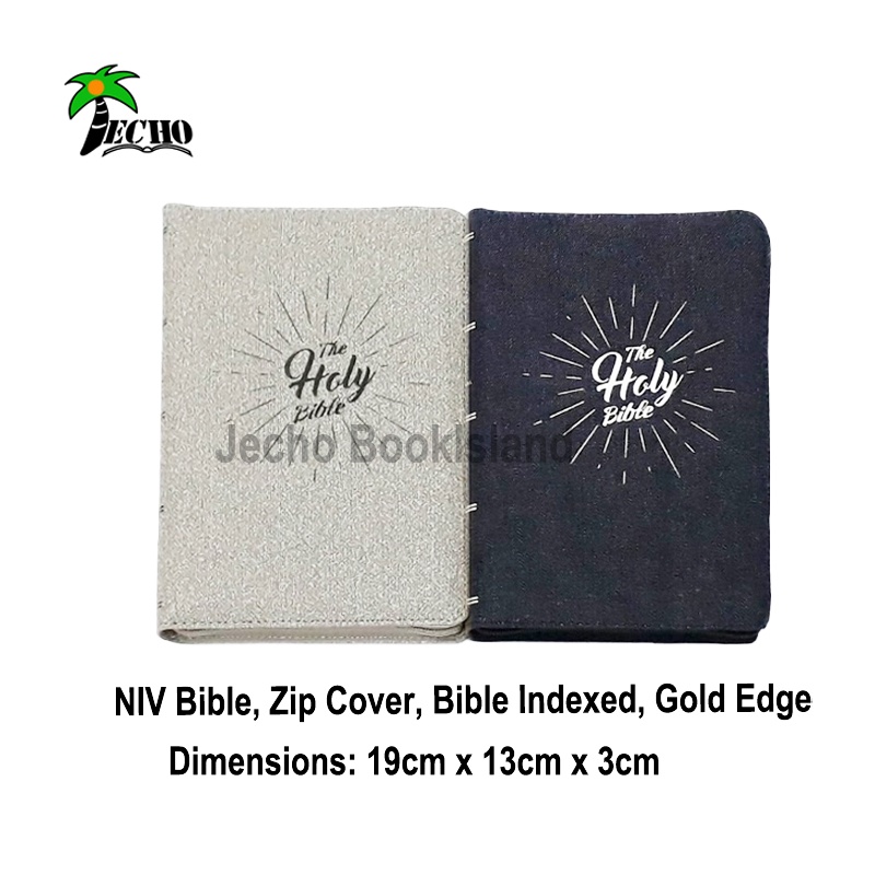 NIV bible ฝาครอบซิปขนาดกะทัดรัด Bible Indexed Gold Edge กางเกงยีนส์สีฟ้าสีเงิน NIV55Z NIV55JZ