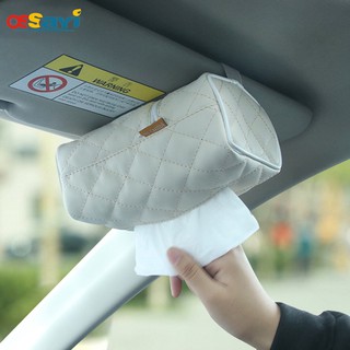 Car Sun Visor Tissue Box Leather Tissue Case Cover Holder