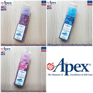 Apex® Pill Organizer with Decorative Sleeve Large กล่องใส่ยา - อาหารเสริม พร้อมซองผ้า ตลับใส่ยา ใช้งานง่าย พกพาสะดวก