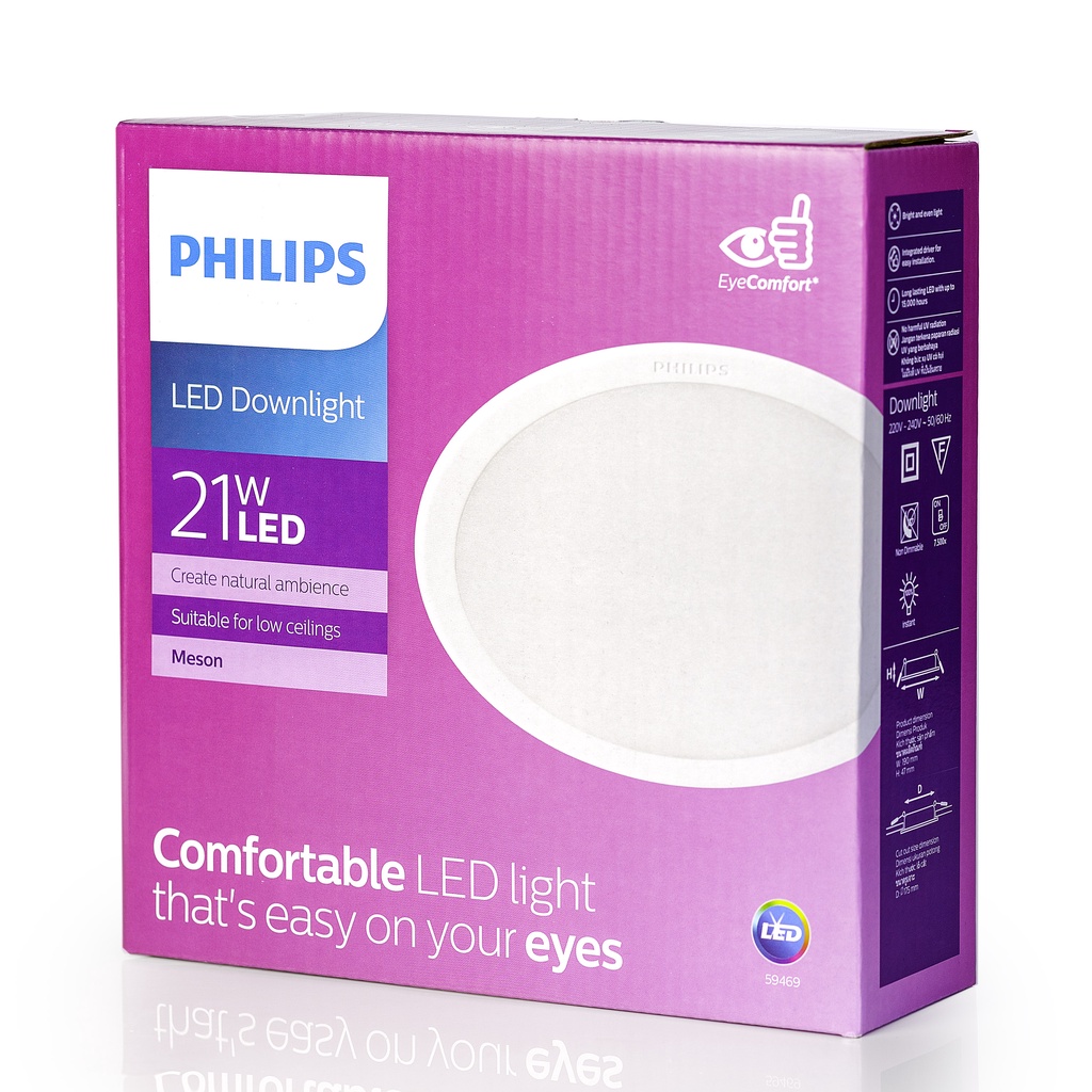 PHILIPS โคมไฟ DOWN LIGHT 24W ขนาด 8 นิ้ว ฟิลิปส์ LED หน้ากลม MESON 200 GEN3 59471 ของแท้ พร้อมส่ง