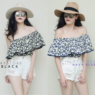 ใส่ได้3แบบ BeLLiS P. ruffled shoulder off crop"