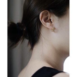 Twisted.gold Hoop Earrings ต่างหูห่วง เงินแท้ 92.5% ชุบทอง twg011