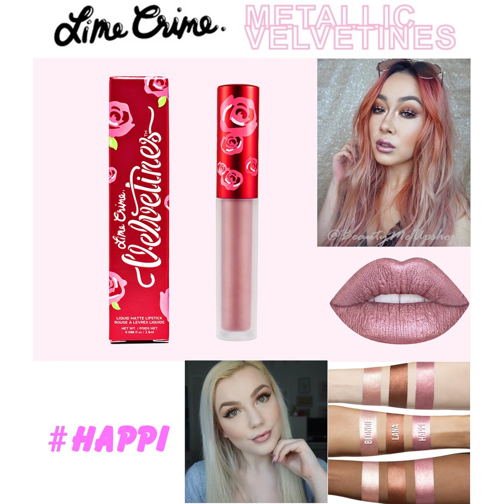 💋 Lime Crime Metallic Velvetines Lipstick #HAPPI  💋