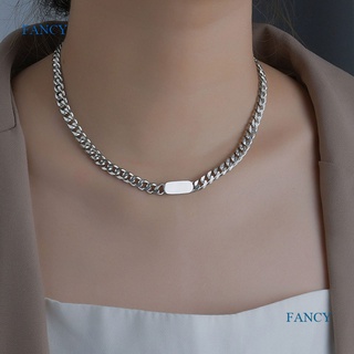 Fancy สร้อยคอโซ่ ทรงสี่เหลี่ยม แวววาว เรียบง่าย ไม่ซ้ําใคร คู่รัก ฮิปฮอป คิวบา ไหปลาร้า โซ่