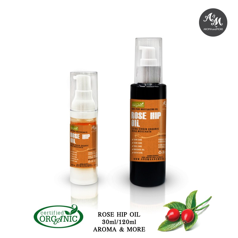 Aroma&More Rose Hip Oil Extra Virgin Organic น้ำมันโรสฮิป ออร์แกนิค ลดริ้วรอย ช่วยลบรอยแผลเป็น Cosmetic Grade 30/120ML