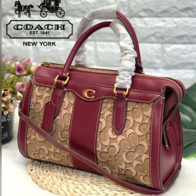 coach bond bag in signature jacquard