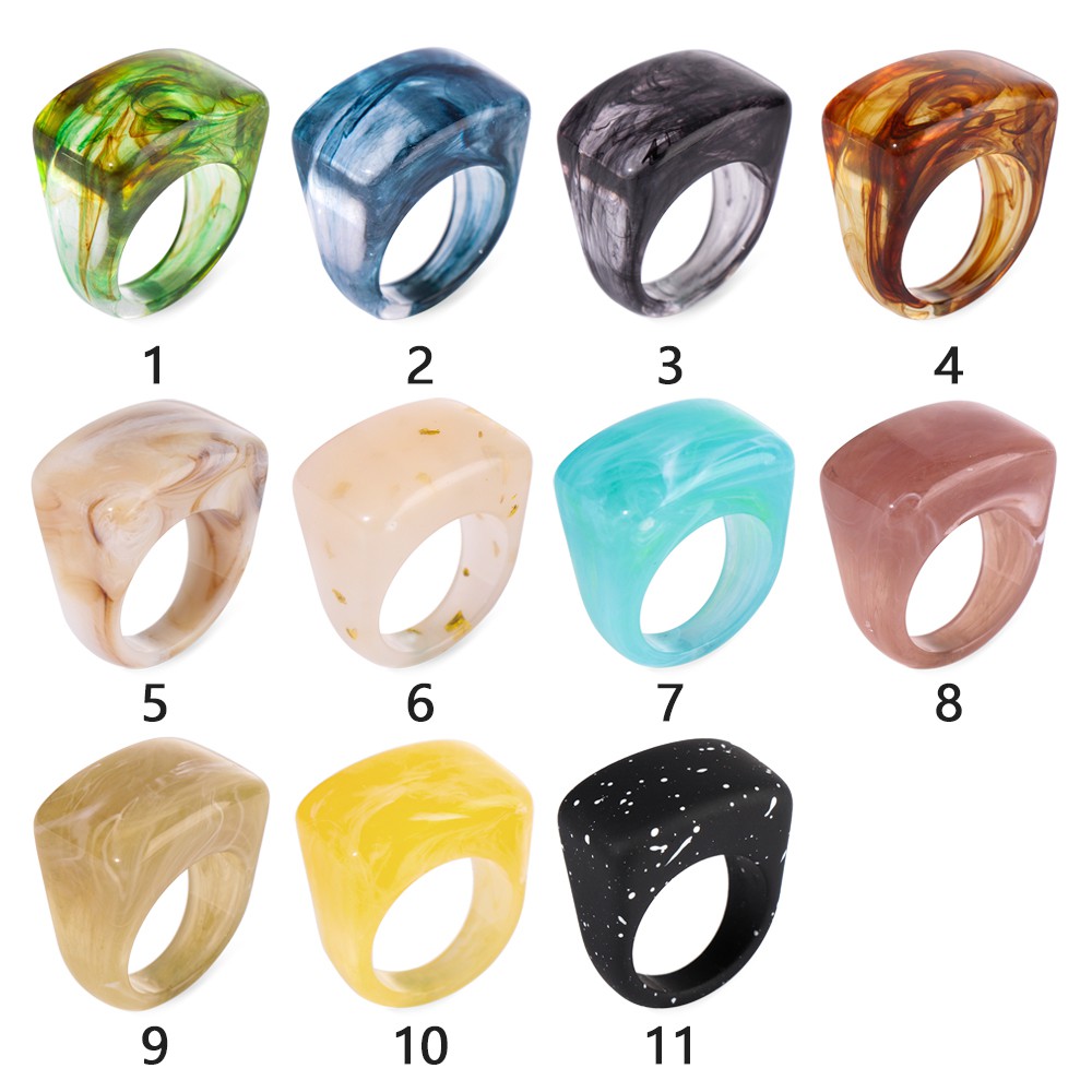 ROSE Fashion Acrylic Ring Women Girls Jewelry Irregular Figure Resin ...