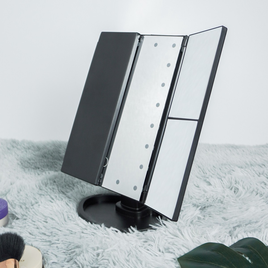 กระจกแต่งหน้า XR-568 พับได้ ตั้งได้ พร้อมไฟ LED