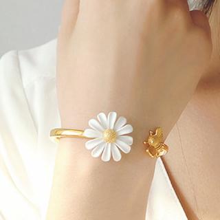กำไลข้อมือดอกเดซี่สีขาว สไตล์วินเทจ สําหรับผู้หญิง