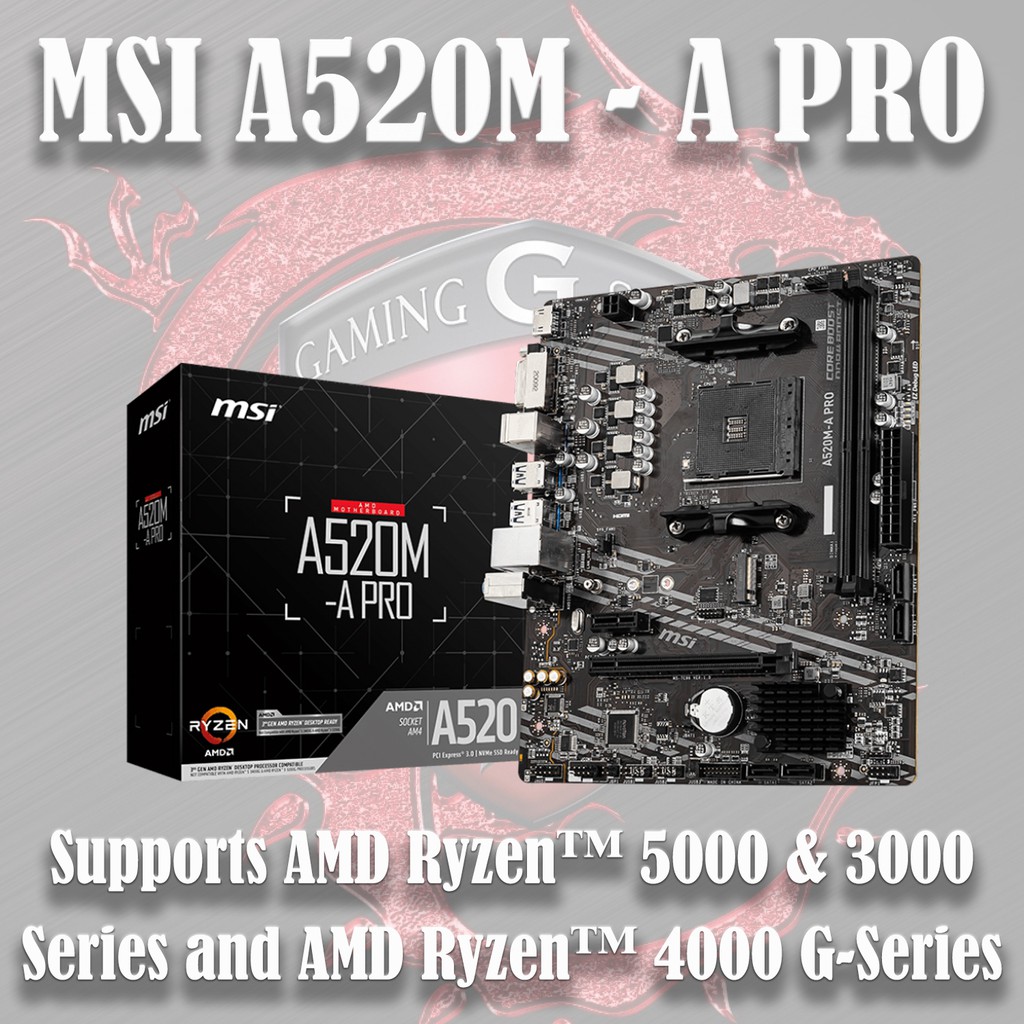 MSI A520M - A PRO MAINBOARD AMD Ryzen SOCKET AM4 MSI อุปกรณ์คอมระดับโลก ...