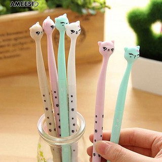 ♥☞ 4Pcs Cat Kawaii Black ตลับลูกหมึกเจลสีเจล 0.5 มม. ปากกาลูกลื่น Fine Korean