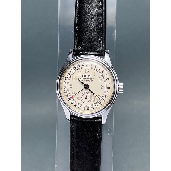 นาฬิกาเก่า นาฬิกาไขลาน นาฬิกาข้อมือโบราณโอริส Vintage ORIS pointer date small second white dial.