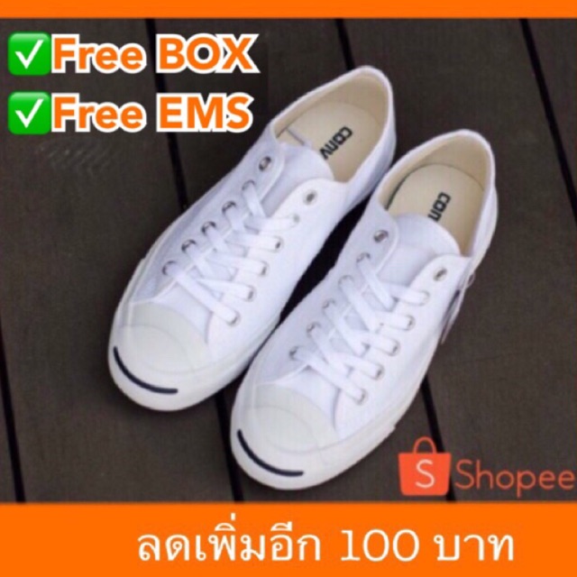 คอนเวิร์ส jack 🔥[ส่งฟรีEMS แท้100%] Converse แจ๊ค BOX) (FREE