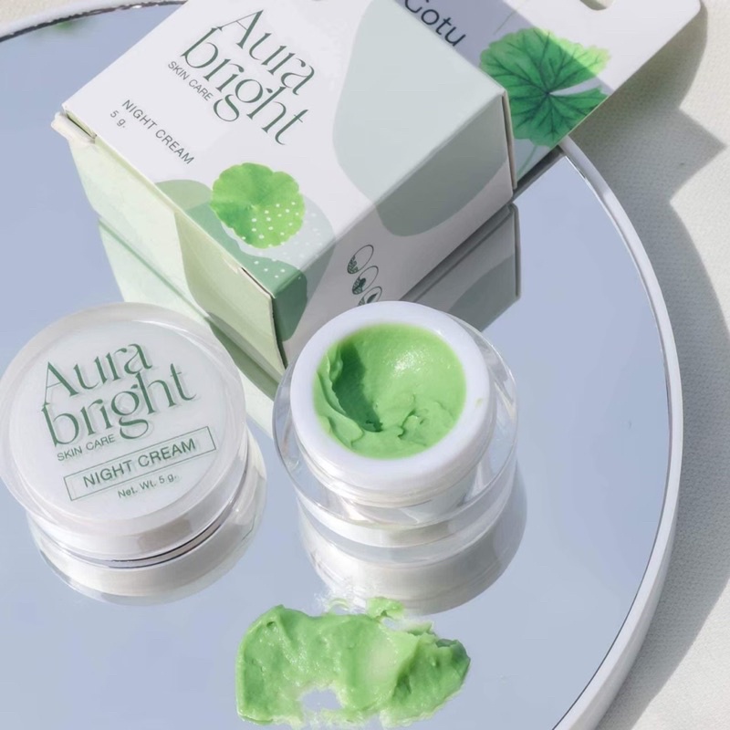 {ลด30%🥬🌼} ครีมเขียว ออร่าไบร์ท [ของแท้] ฟื้นฟูผิวเร่งด่วย ปรับผิวกระจ่างใส ลดสิวลดรอยดำ เห็นผลตั้งแต่กระปุกแรก !