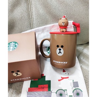 Starbucks แก้ว mug  Line Friends Brown Bear Topperr 12oz.