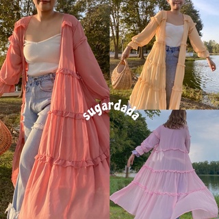 sugardada โปรแร๊งวันเดียว (ใหม่ สีชมพูสุดน่ารัก) 🎀🧸 เสื้อคลุมชีฟอง 🧸🎀 เสื้อคลุมชีฟองสีชมพู สุดอลัง สไตล์เกาหลี