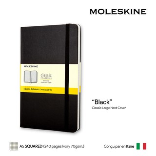 Moleskine Squared Large Hard Cover (A5) (Black) - สมุดโน๊ต Moleskine A5 ปกแข็ง ลายตาราง สีดำ